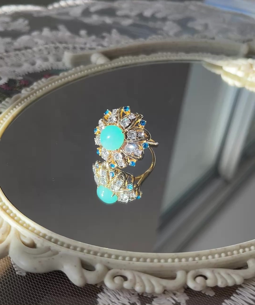 Blue Stone Cluster Ring