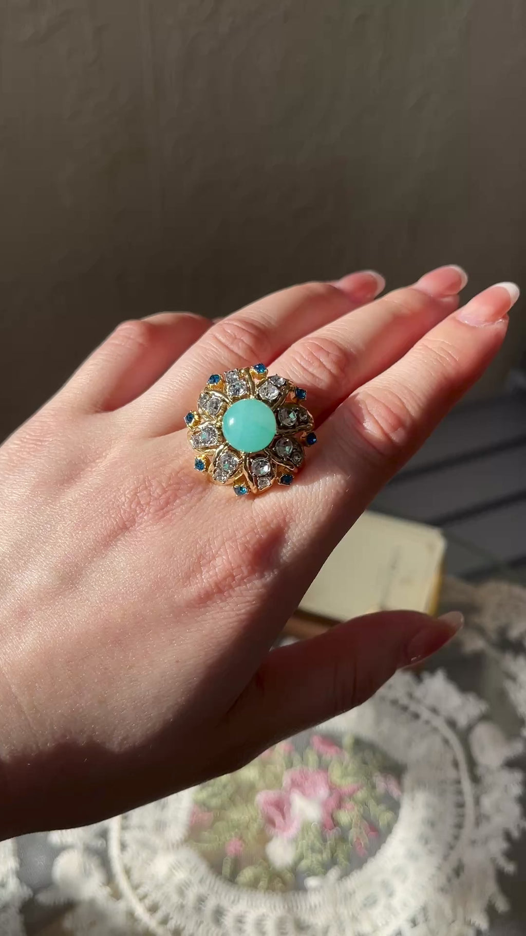 Blue Stone Cluster Ring