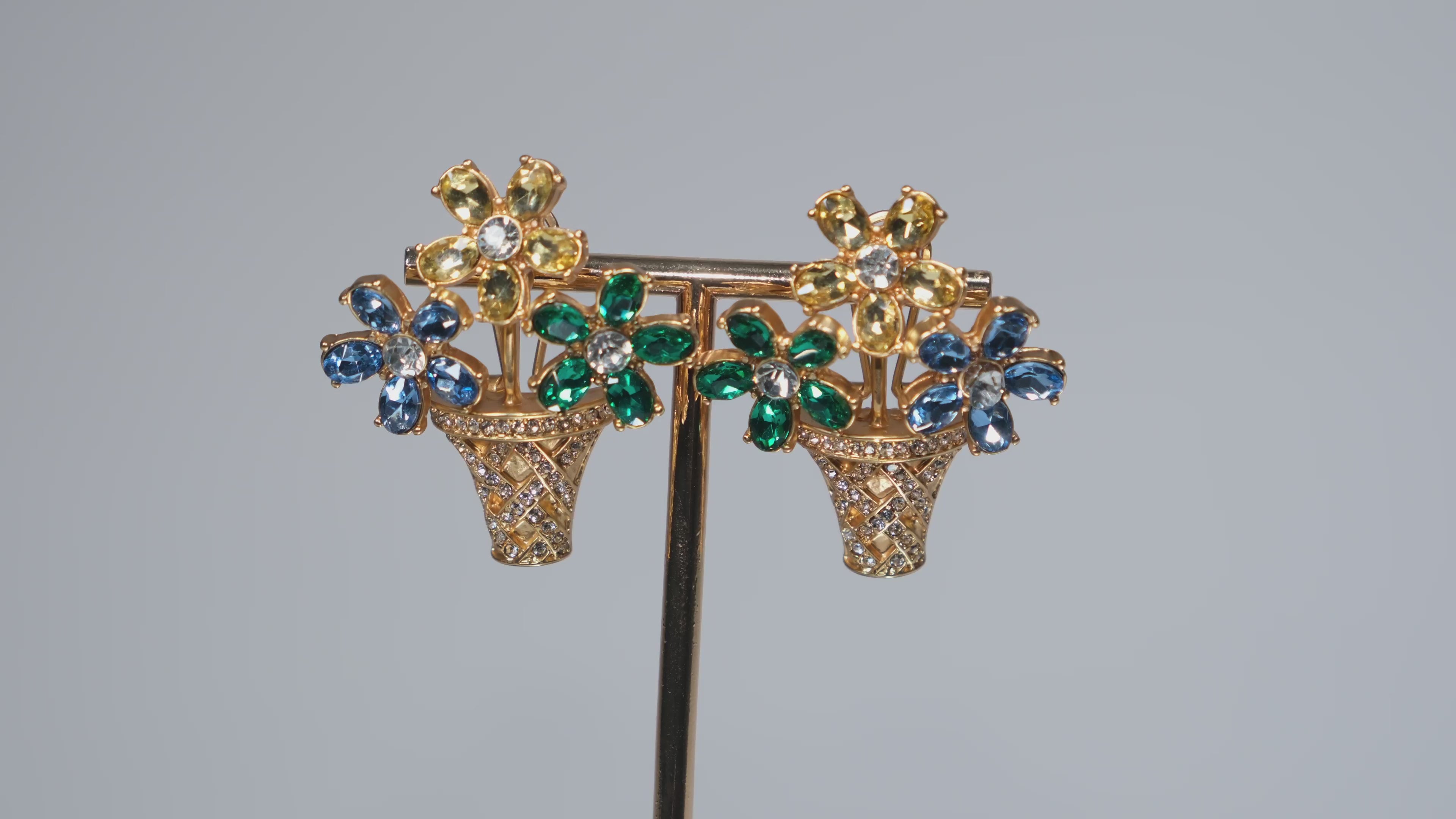 Floral Basket Statement Earrings