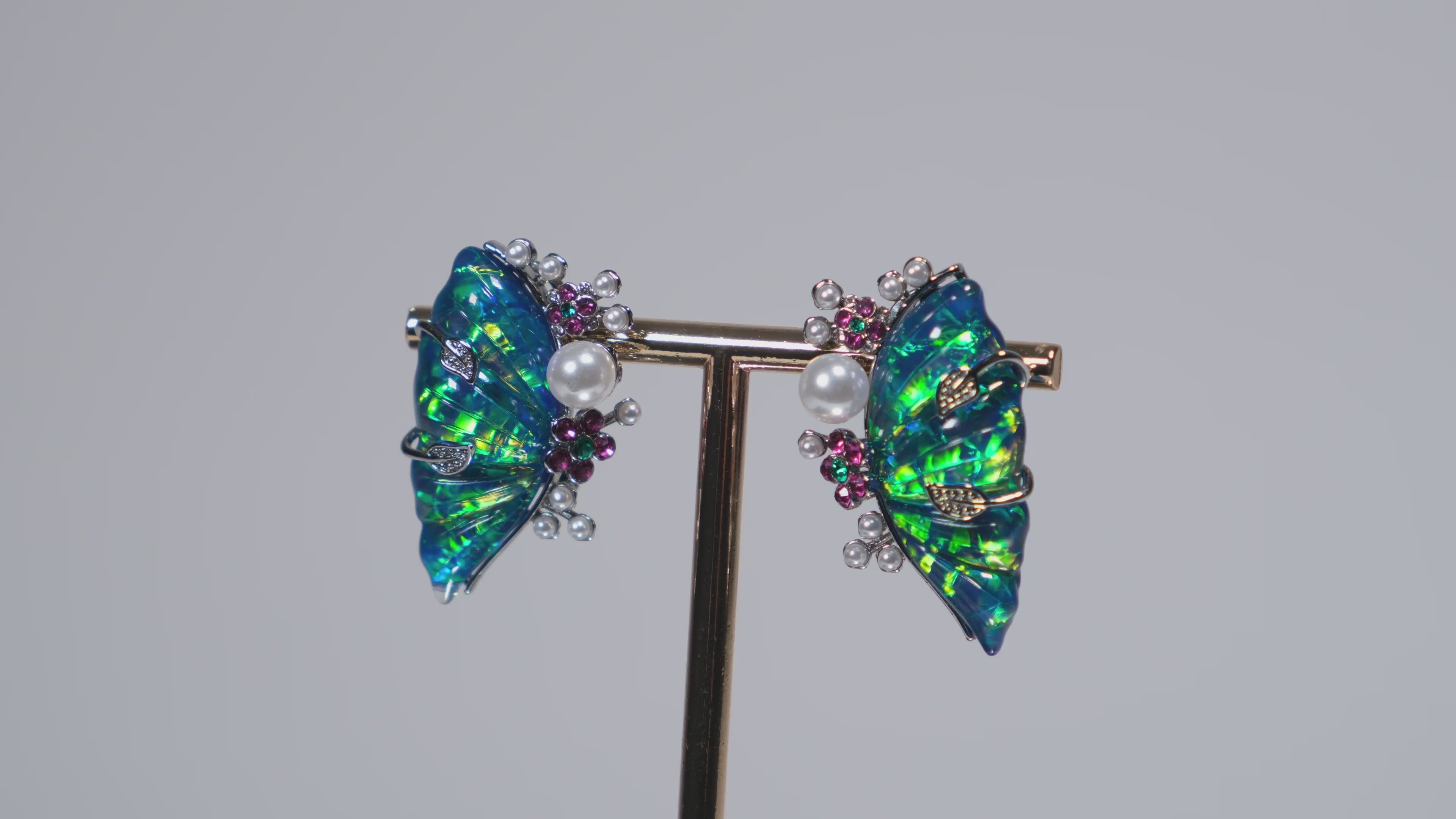 Iridescent Wing Statement Earrings